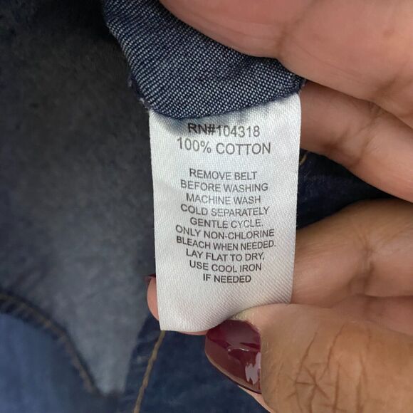 Derek Heart Blue Button Up Denim Jean Dress Size XL Roll Sleeve Keyhole Back - Picture 10 of 12